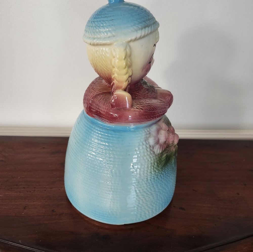 Vintage American Bisque Girl with Braids Cookie Jar circa 1950's - Picture 4 of 7